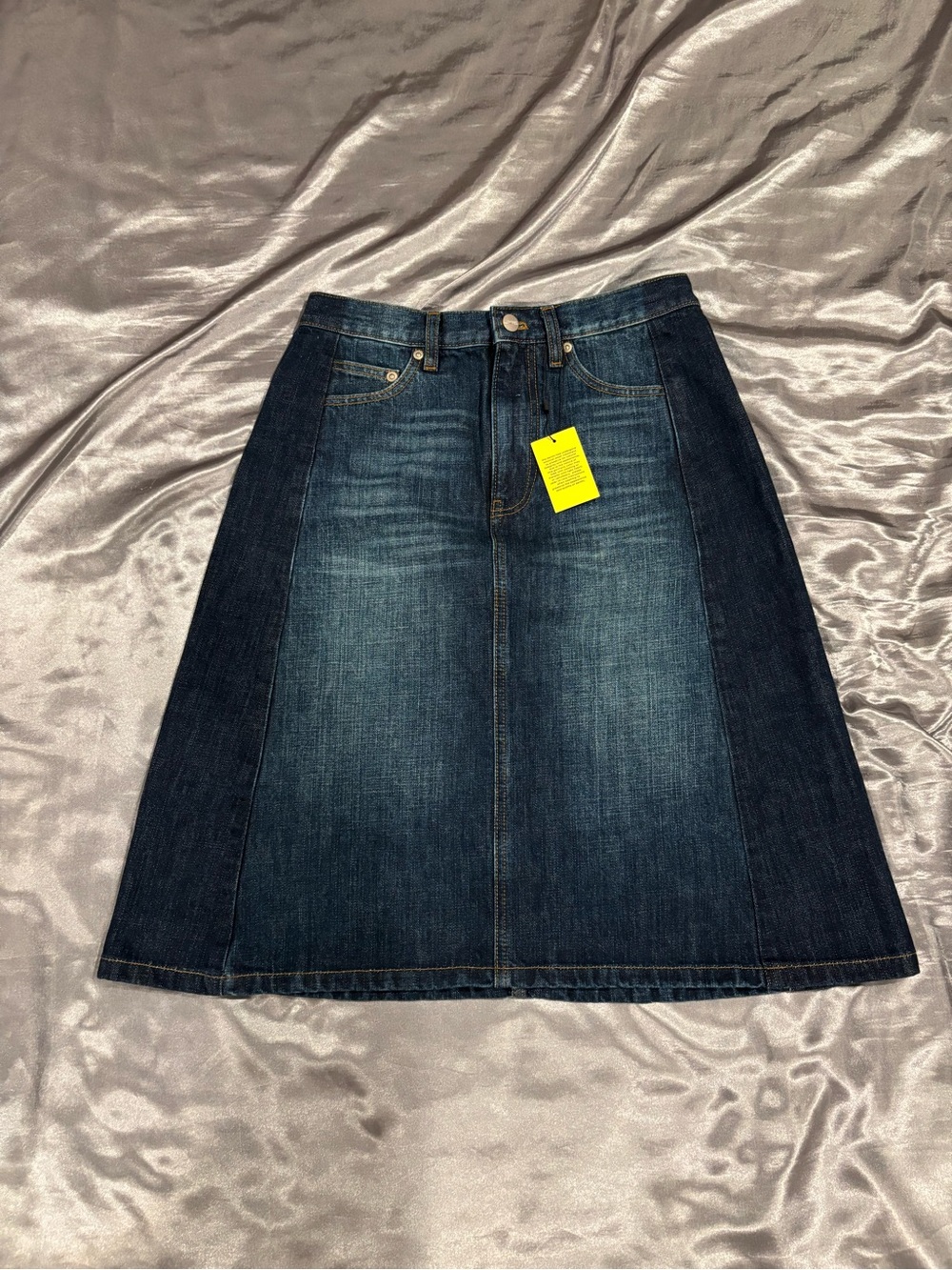 Marc Jacobs Two-Tone Dark Blue Denim A-Line Skirt